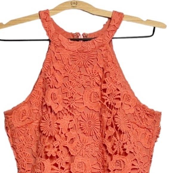 Lulu’s Love Poem Coral Orange Lace Dress Size Small - Picture 4 of 9